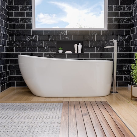 Alfi Brand ALFI brand AB8826 68" White Oval Acrylic Free Standing Soaking Bathtub AB8826